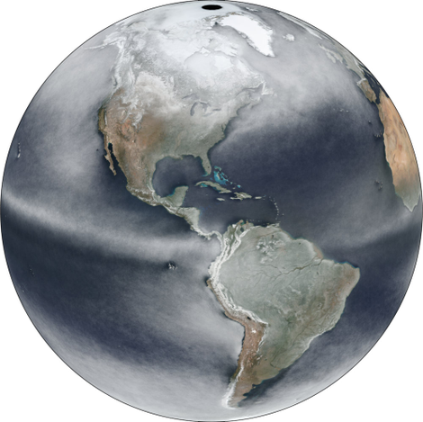 Illustration for article titled Este fascinante mapa de la Tierra promedia las fotos de satélite de todo un año en una sola imagen
